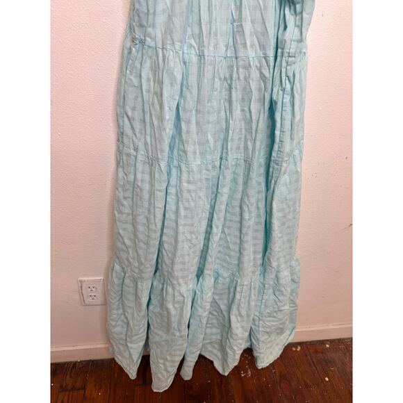 TRINA TURK Sky Blue 100% Cotton Halter Neck Sunglasses Maxi Dress Size XL - Picture 7 of 16